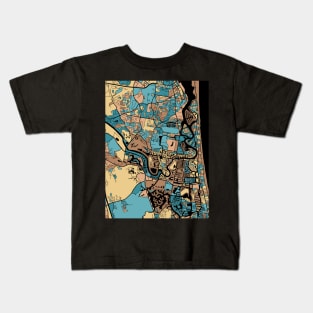 Gold Coast Map Pattern in Mid Century Pastel Kids T-Shirt